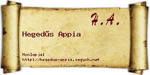 Hegedűs Appia névjegykártya